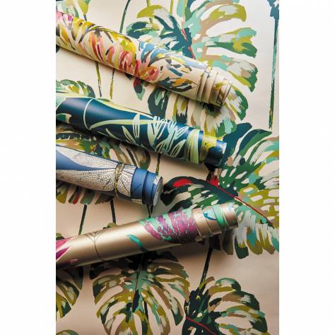 Harlequin Palmetto Wallpapers Demoiselle Wallpaper - Ochre/Grape - HGAT111244