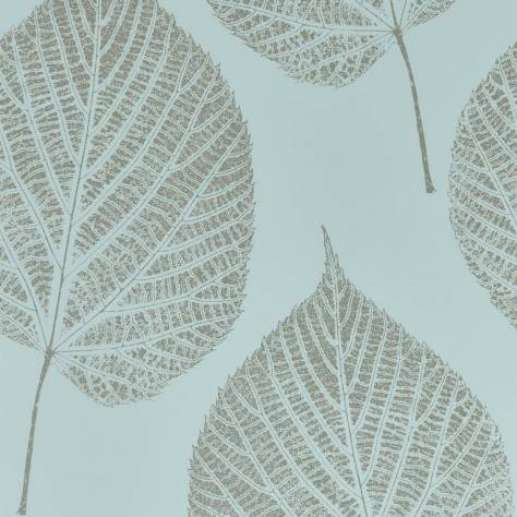 Harlequin Colour 1 Wallpaper Leaf Wallpaper - Sky/Gilver - HTEW112610
