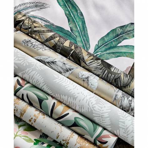 Harlequin Colour 1 Wallpaper Floreana Wallpaper - Gilt/Black Earth/Tranquility - HTEW112778