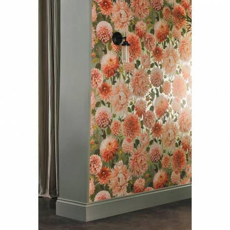 Harlequin Colour 2 Wallpapers Dahlia Wallpaper - Coral/Fig Leaf/Gilver - HQN2112845