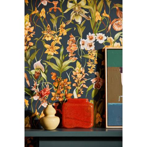 Harlequin Colour 4 Wallcoverings Kalina Wallpaper - Midnight/Baked Terracotta/Nectar - HC4W113010