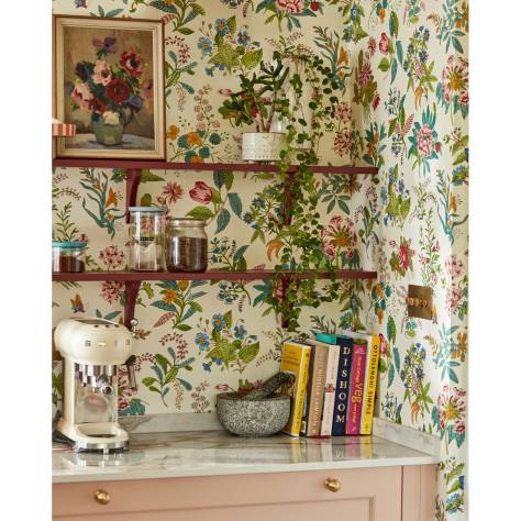 Harlequin Harlequin x Sophie Robinson Wallpapers Woodland Floral Wallpaper - Jade/Malachite/Rose Quartz - HSRW113058