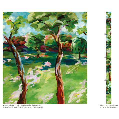 Harlequin Harlequin x Sophie Robinson Wallpapers In The Woods Wallpaper - Sky/Emerald/Carnelian - HSRW113068